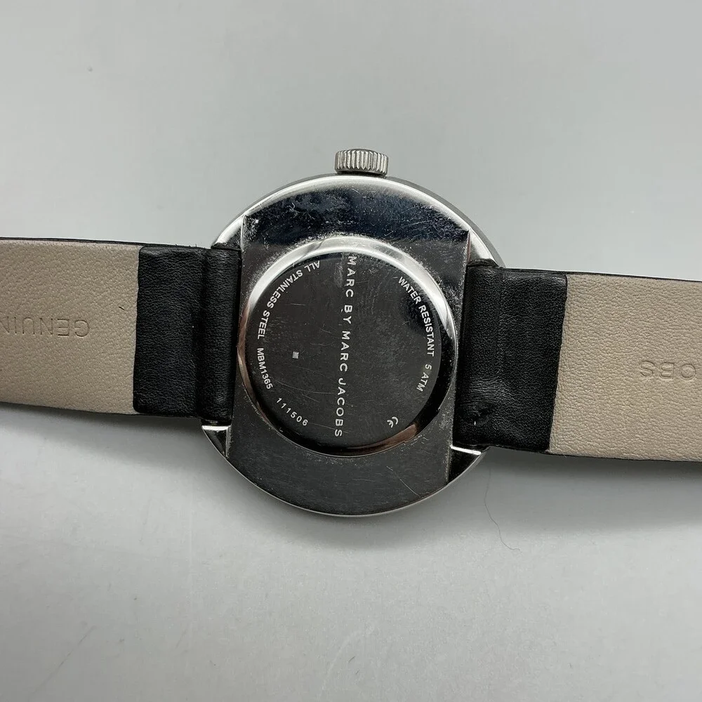 Marc By Marc Jacobs Womens Watch 36mm White Dial Black Leather New Battery